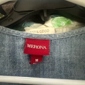Merona Casual Light Blue Denim Button-Up
